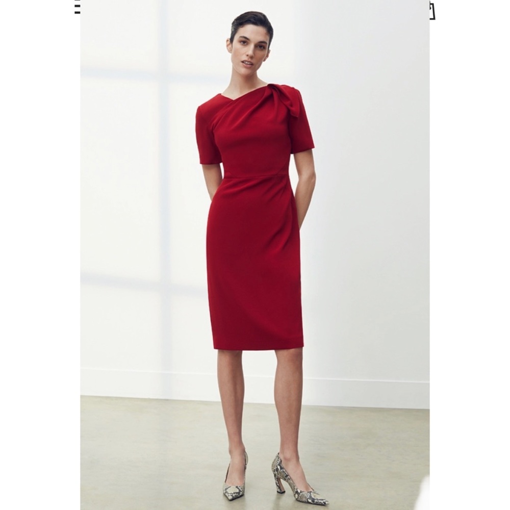 The Fold London Melrose Dress Cherry Red Wool Crepe size 12 (uk 12, us 8)